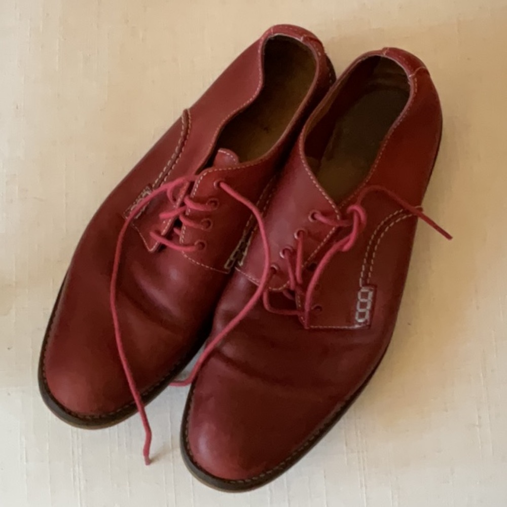 Clarks Red Leather Oxfords